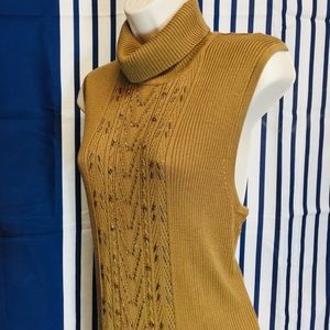 Turtleneck Sweater Beaded Golden Mustard Large